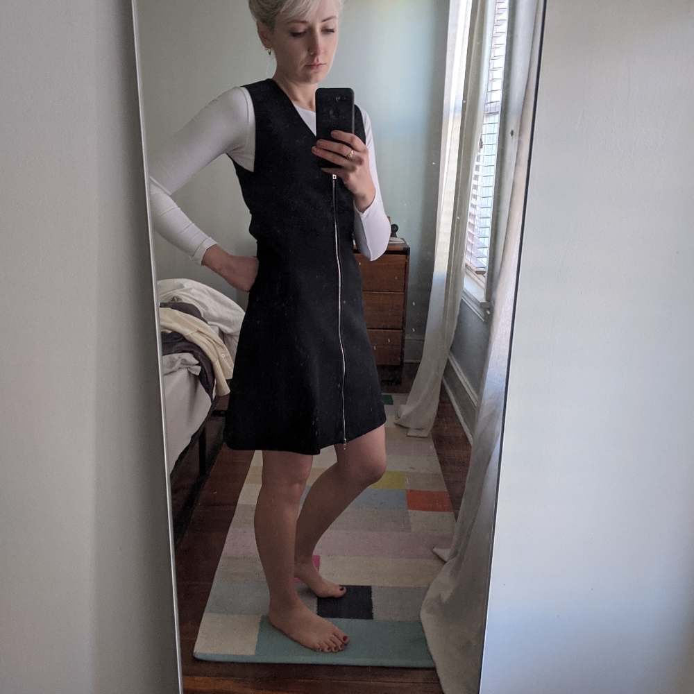 Rag and Bone black zip front jumper pinafore dress